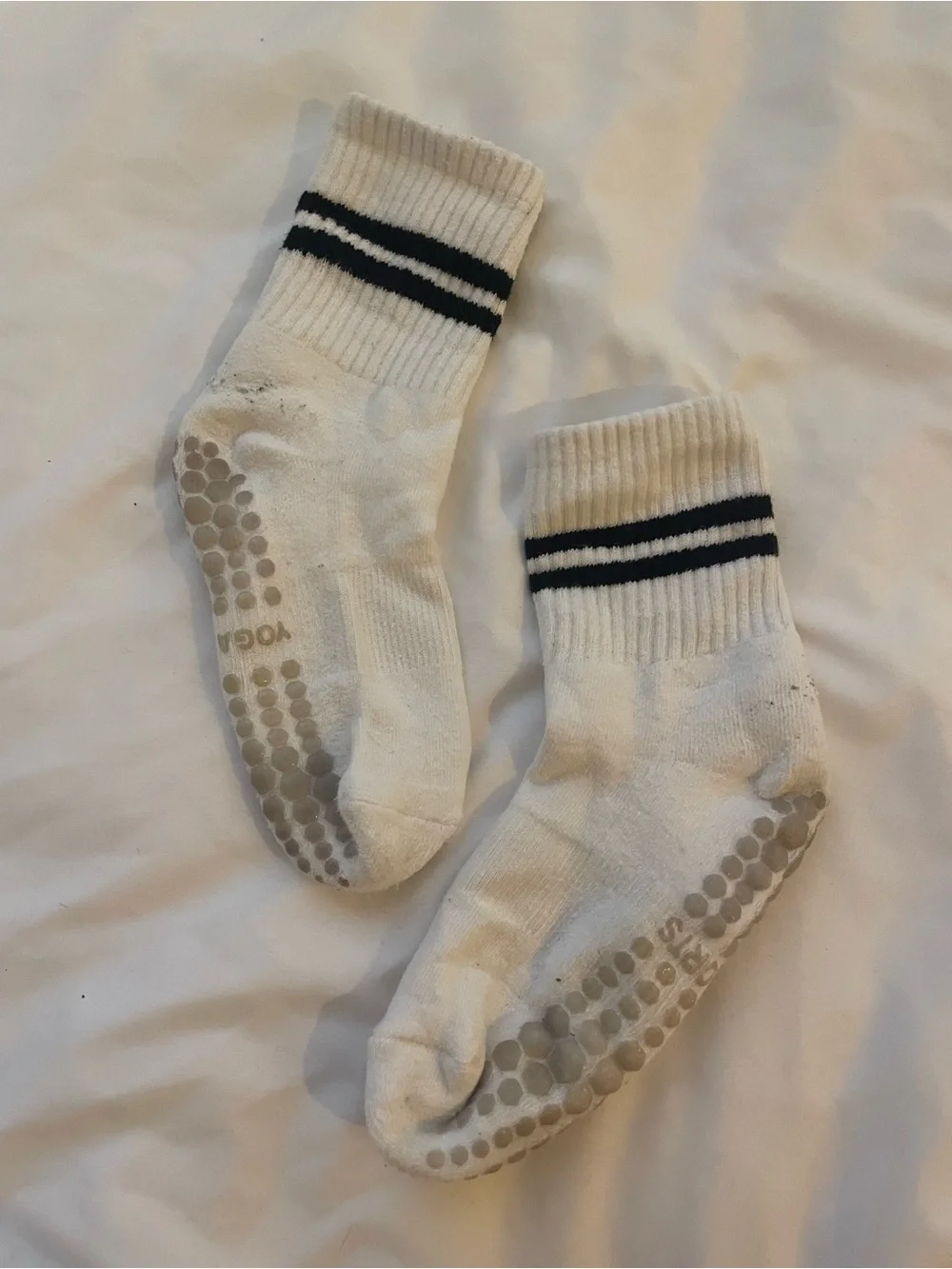 YogaSports Pilates Socks with Black Stripes